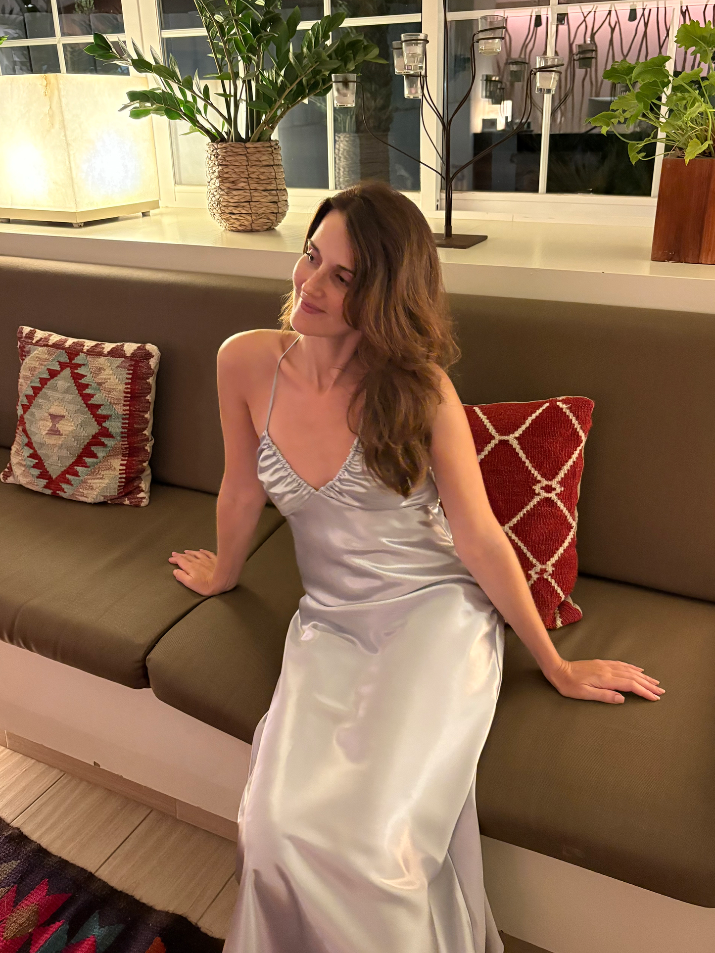 NINA Dress – Silver Duchess Satin | Handmade in Portugal | Size M (also fits S)