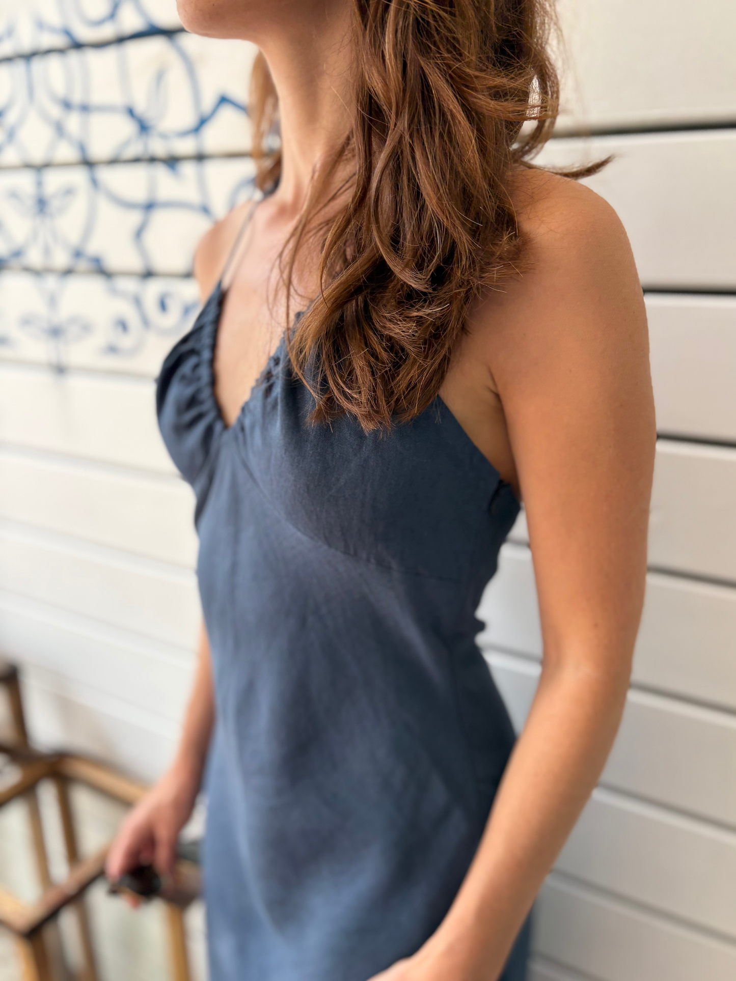 Women’s NINA Dress – 100% Navy Blue Linen | Handmade in Portugal | Size M (also fits S)