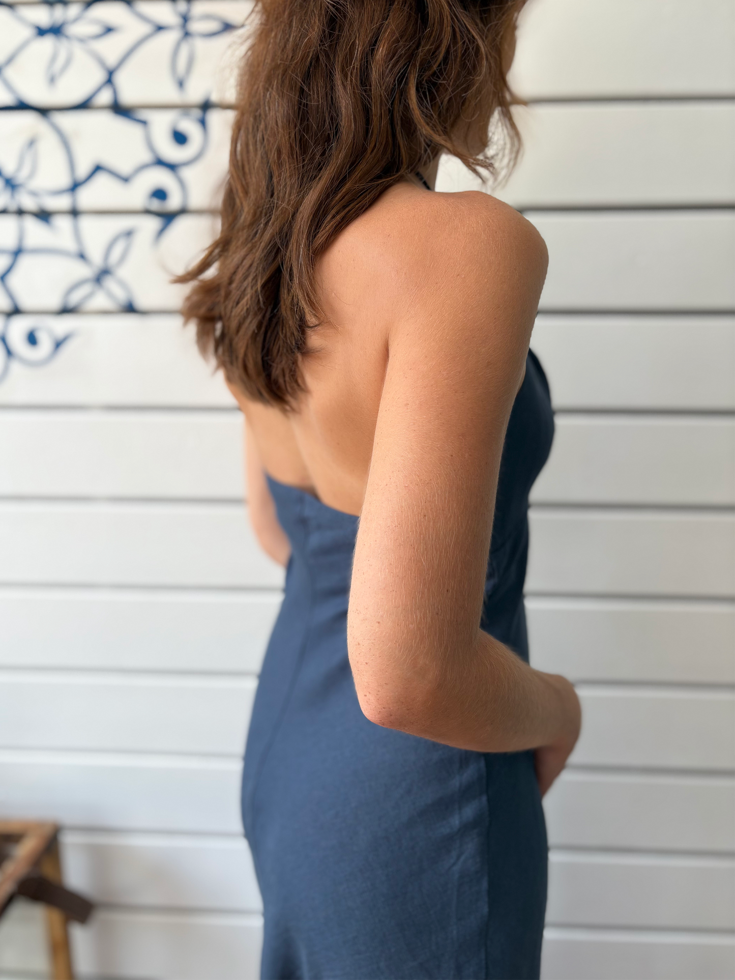 Women’s NINA Dress – 100% Navy Blue Linen | Handmade in Portugal | Size M (also fits S)