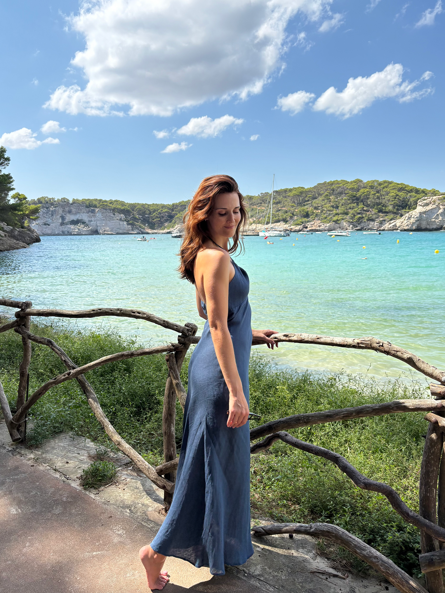 Women’s NINA Dress – 100% Navy Blue Linen | Handmade in Portugal | Size M (also fits S)